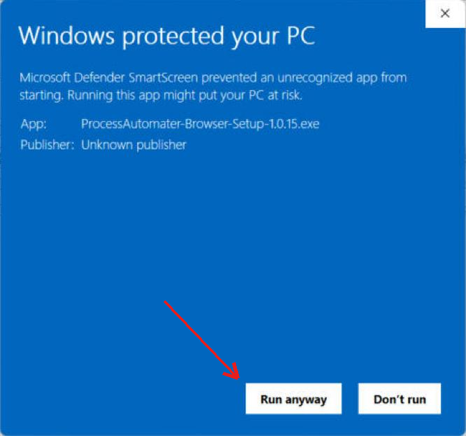 Step 3: click Run anyway